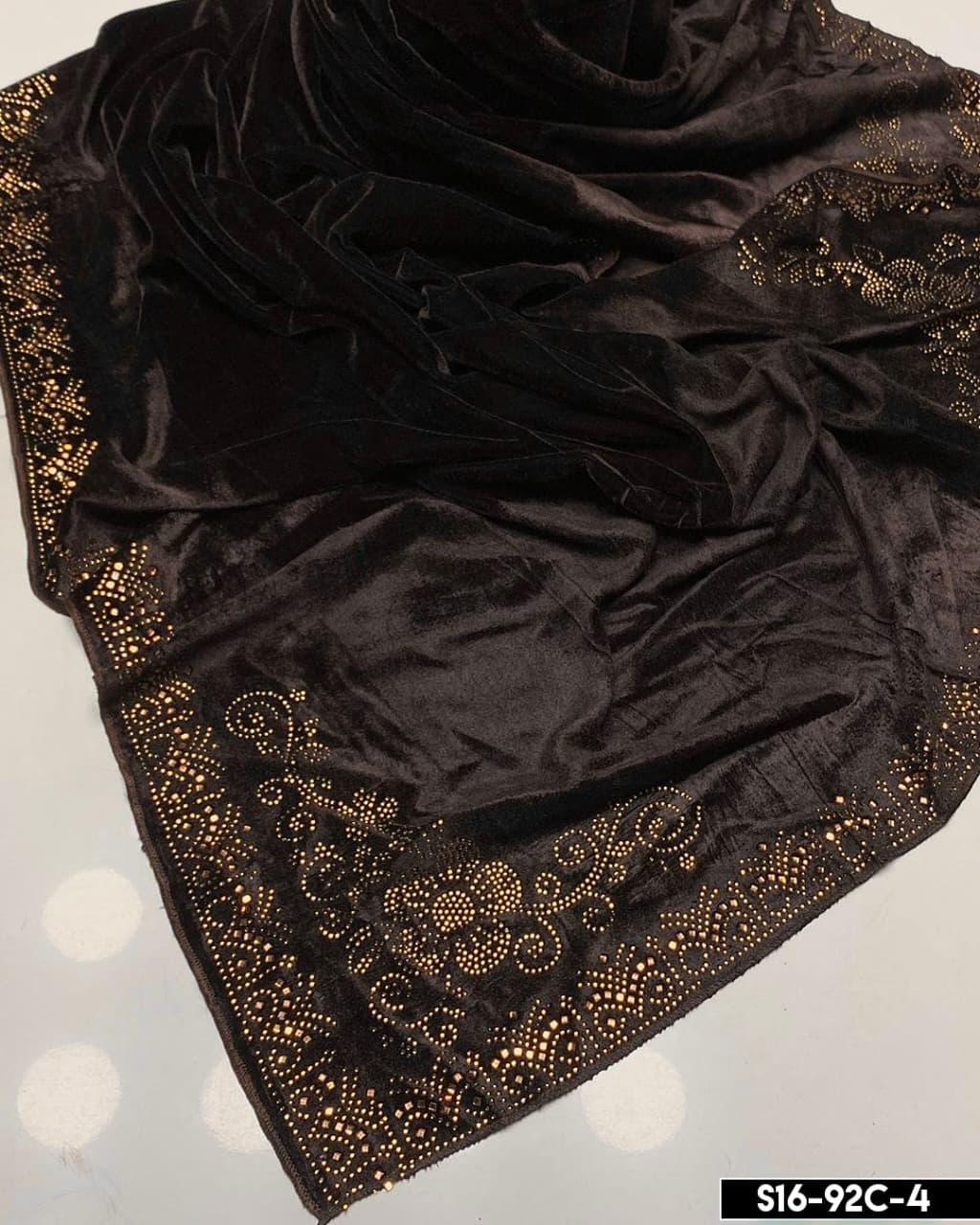 Winter Collection 2025-2026 ladies Velvet Shawl Stone Work