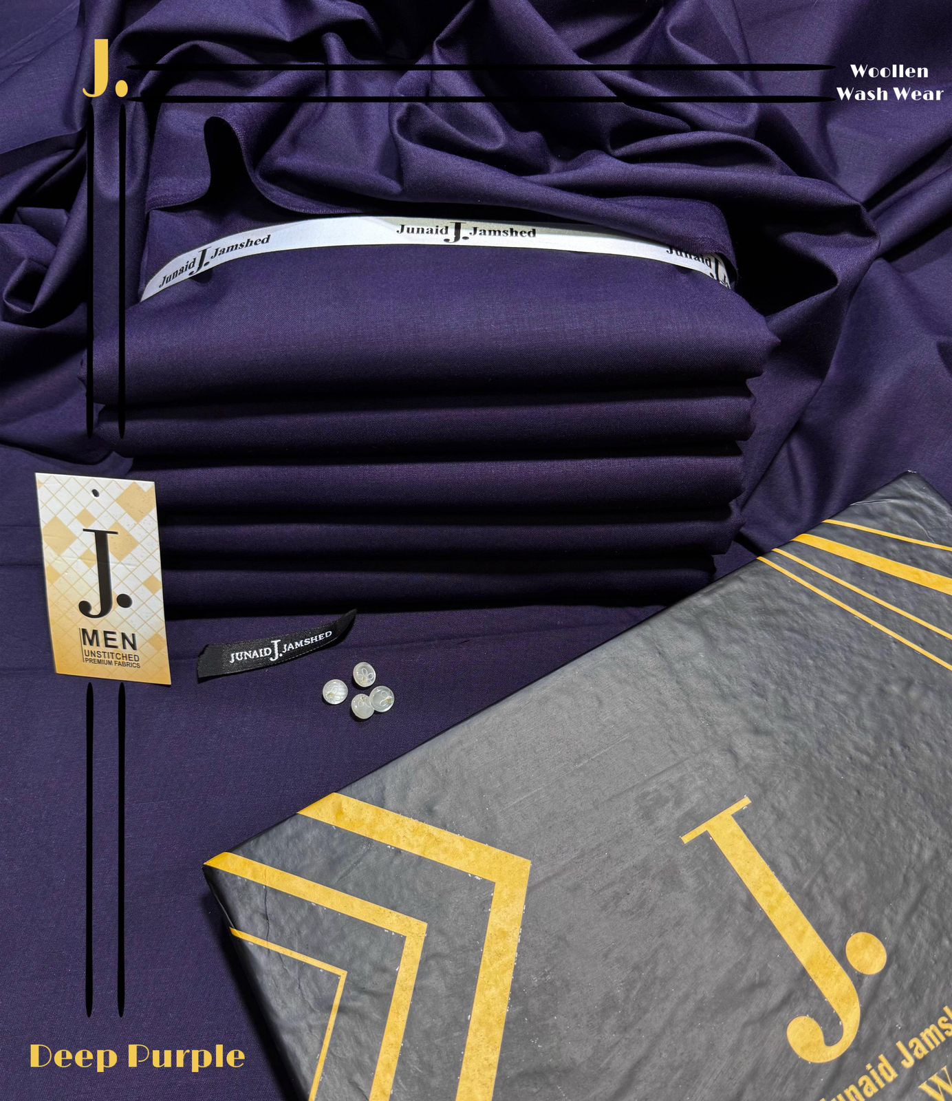 junaid Jamshaid Wash & Ware navy Blue – 4 Meter Unstitched | Premium Men’s Fabric