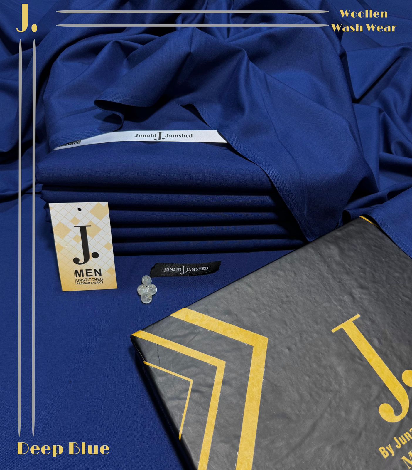 junaid Jamshaid Wash & Ware Deep Blue Unstitched | Premium Men’s Fabric