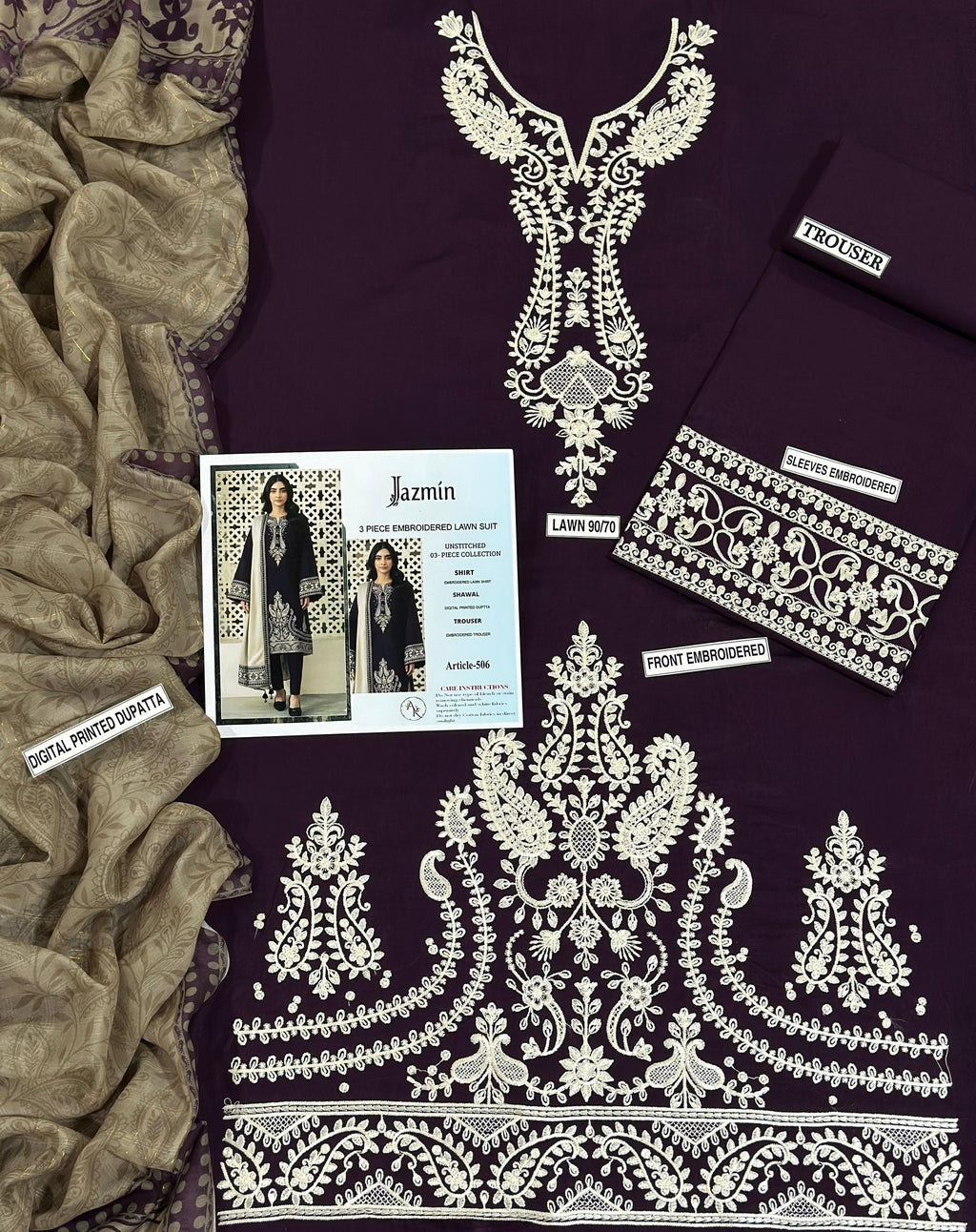Jazmin Heavy Embroided 3 pcs