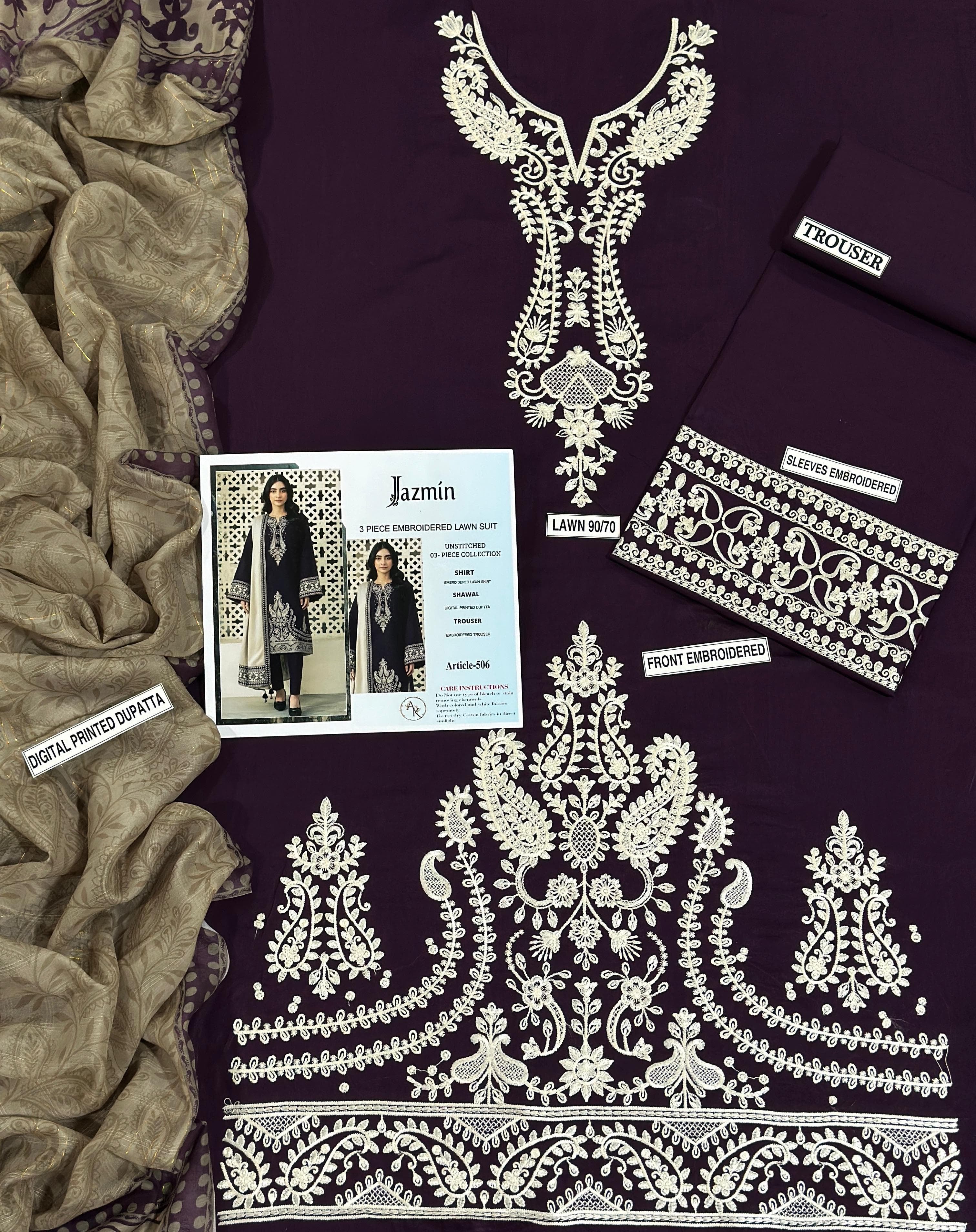 Jazmin Heavy Embroided 3 pcs
