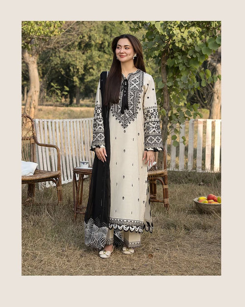 ALLY’s DHANAK EMROIDERED 3PC (E129)