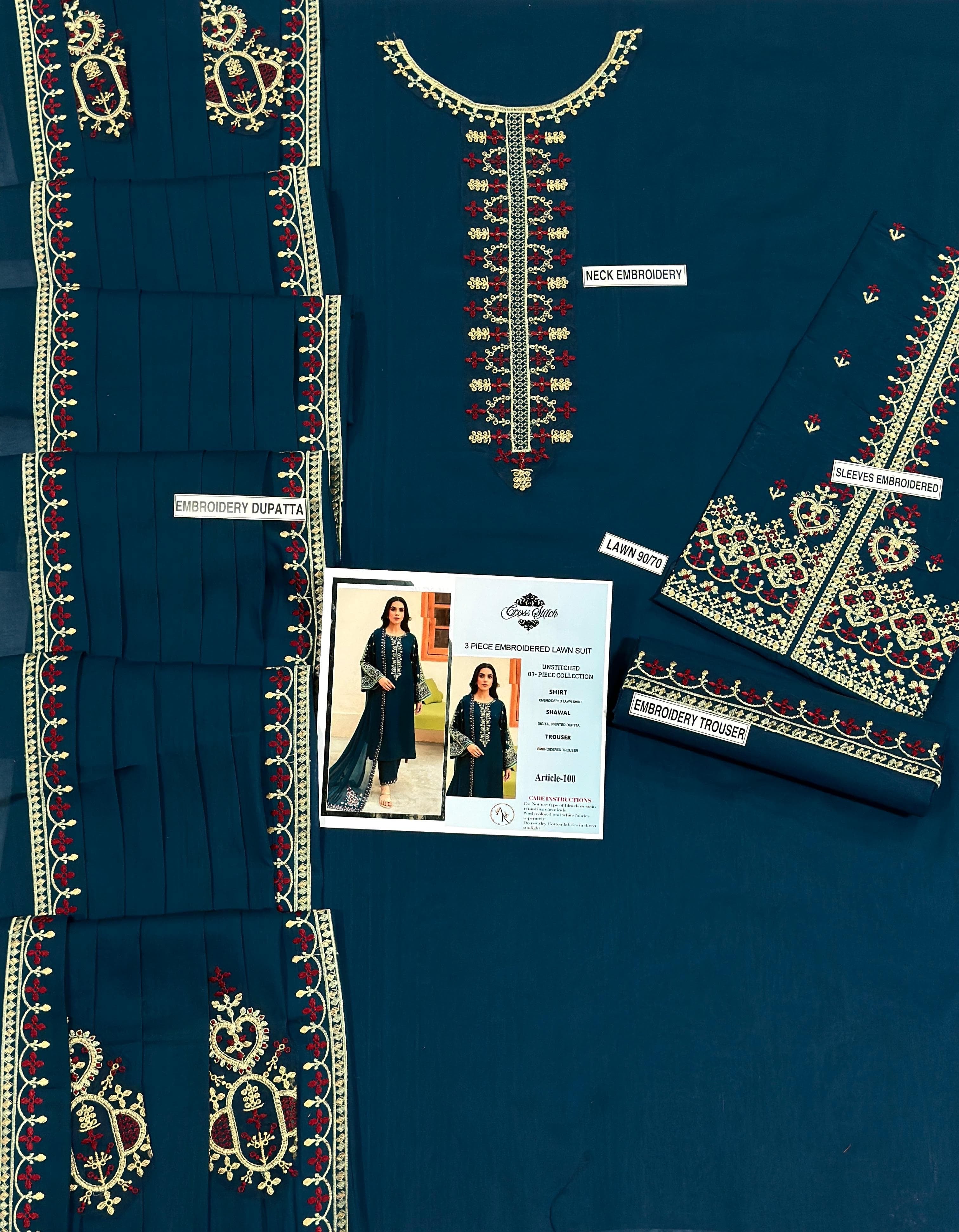 Cross stitch Heavy Embroided 3 pcs