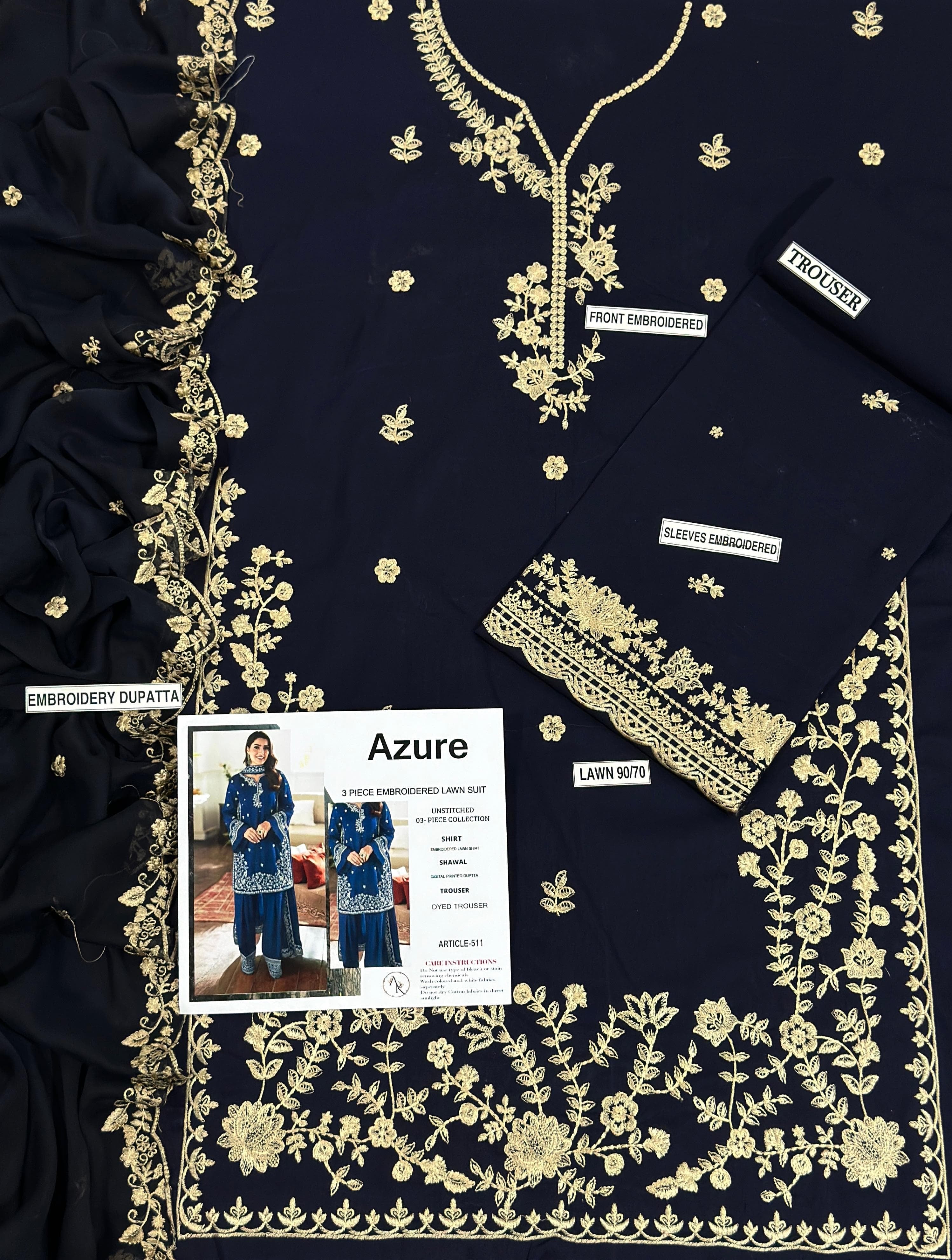 Azure Heavy Embroided 3 pcs