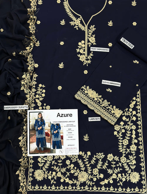 Azure Heavy Embroided 3 pcs
