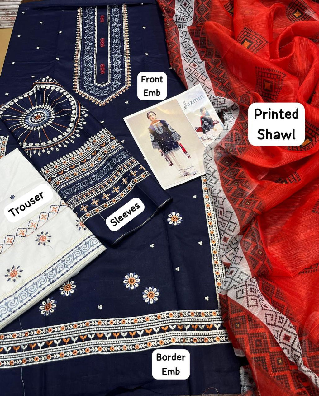 Jazmin EMROIDERED 3PC (E124)