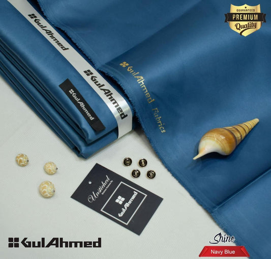 Gul Ahmed Cotton Sotton navy Blue – 4.5 Meter Unstitched | Premium Men’s Fabric
