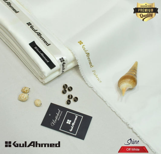 Gul Ahmed Cotton Sotton off white– 4.5 Meter Unstitched | Premium Men’s Fabric