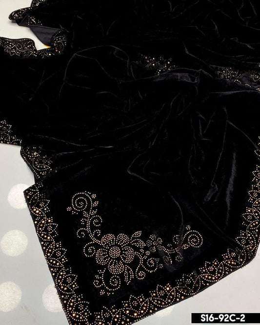 Winter Collection 2025-2026 ladies Velvet Shawl Stone Work