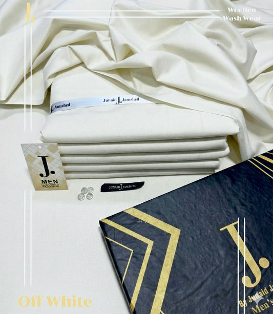 junaid Jamshaid Wash & Ware Off White– 4 Meter Unstitched | Premium Men’s Fabric