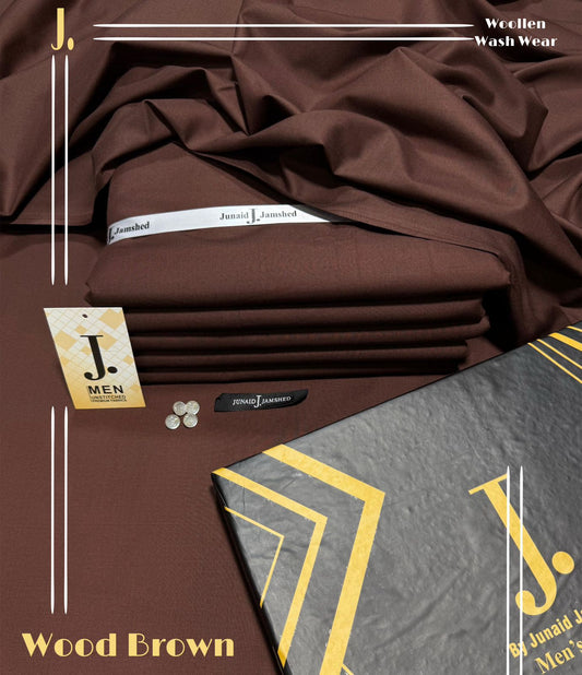 junaid Jamshaid Wash & Ware Wood Brown – 4 Meter Unstitched | Premium Men’s Fabric