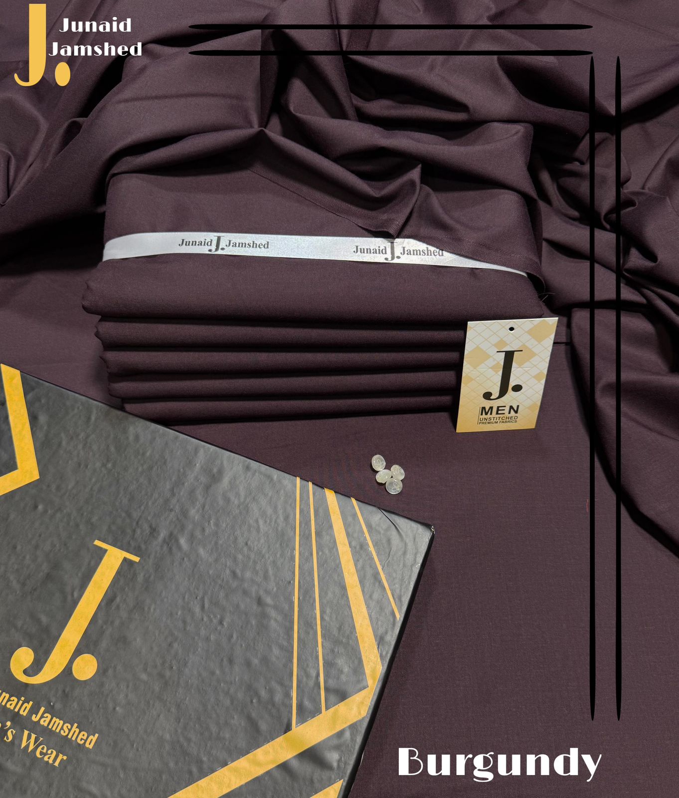junaid Jamshaid Wash & Ware Burgndy – 4 Meter Unstitched | Premium Men’s Fabric