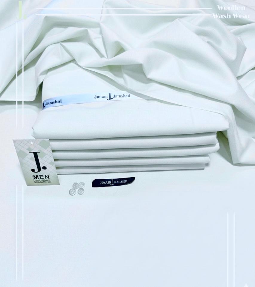 junaid Jamshaid Wash & Ware  White   Unstitched | Premium Men’s Fabric